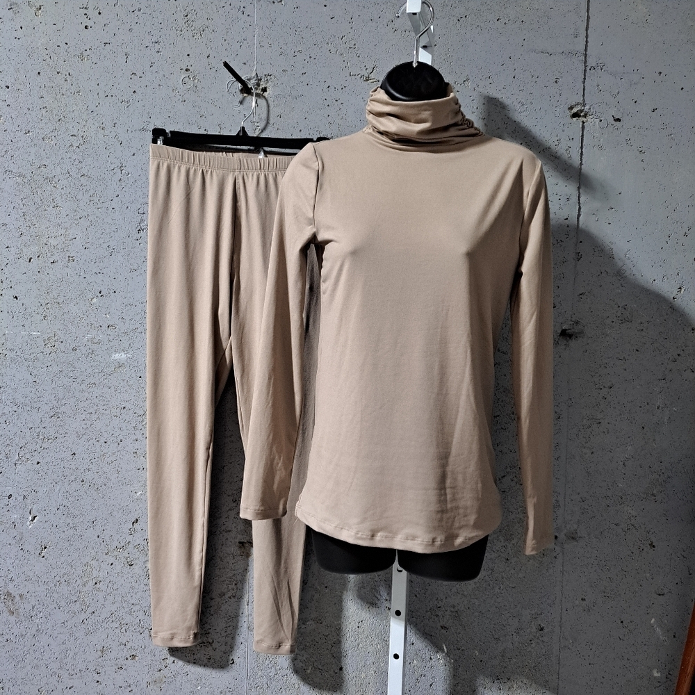 #038 Swank A Posh Beige Turtleneck Leggings Set
